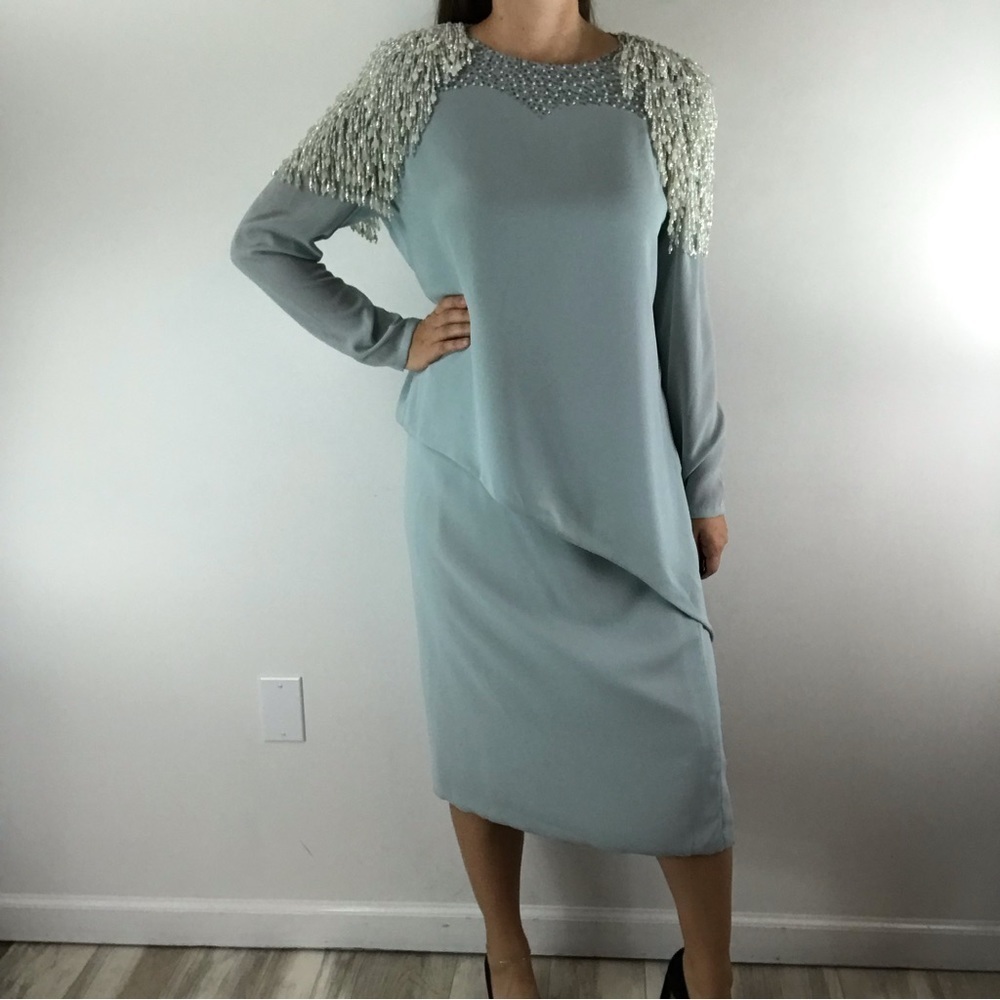 VINTAGE 60’s 70’s Bead Embellished Evening Formal Cocktail Party Top Skirt Set